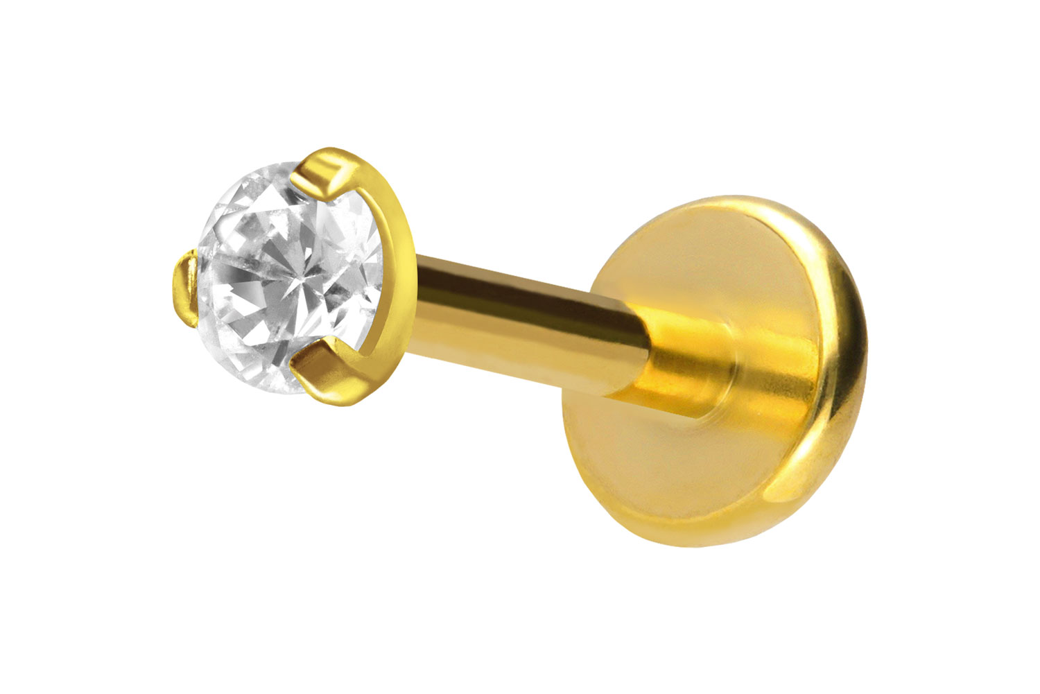Titan Labret Piercing mit Push Fit EINGEFASSTER KRISTALL